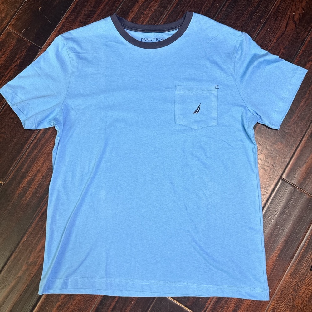 Crewneck tee shirt with pocket casual cotton basic Nautica coastal beach